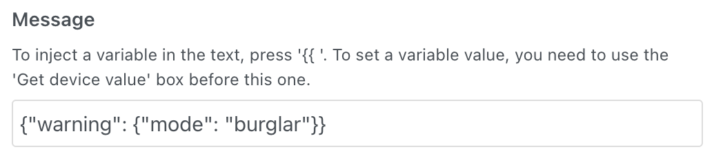 Message de l'appareil